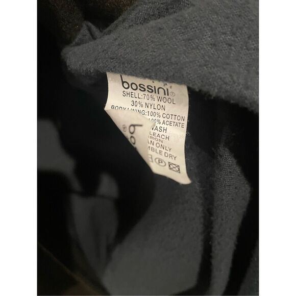 Women’s Wool Pea Coat- Bossini-Sz5 Juniors Olive Green Knee Length Hooded Womens - Picture 4 of 8